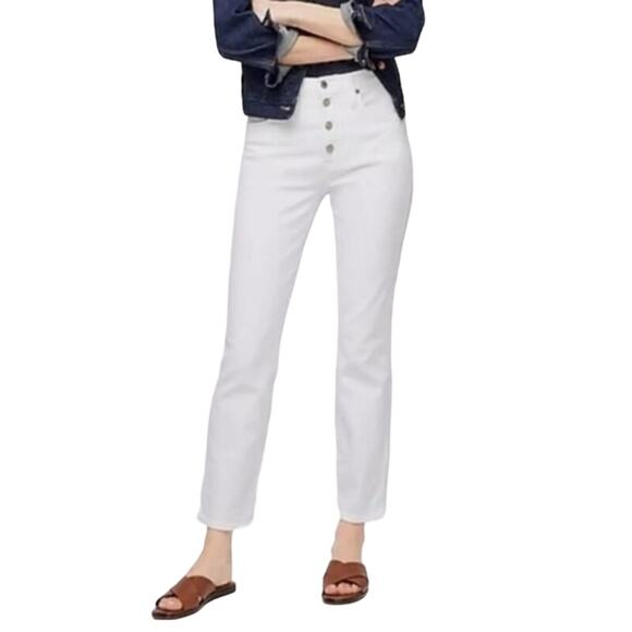 J. Crew 10" Vintage Straight Denim Jeans White Button Fly Plus Sz 35 NWT - Picture 1 of 10